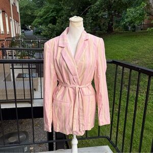 NWT See U Soon Stripe Linen Blend Blazer Size Large